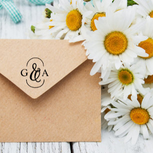 Beautiful Ampersand 2 Initial Monogram Rubber Stamp