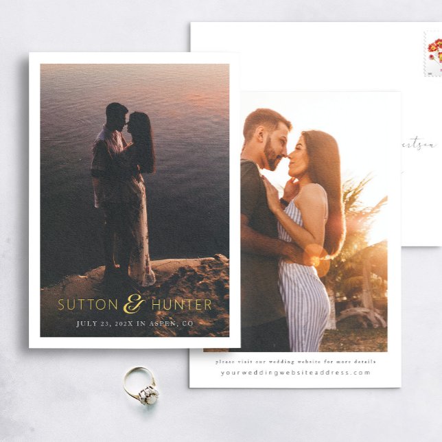 Beautiful Ampersand Modern Photo Save the Date Foil Invitation (Creator Uploaded)