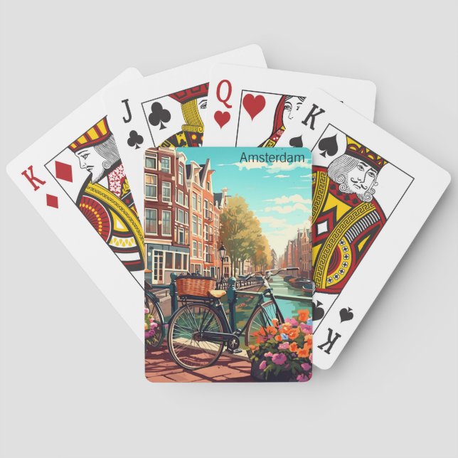 Beautiful Amsterdam Netherlands Canal City Poker Cards (Back)