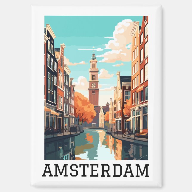 Beautiful Amsterdam Netherlands Canal Travel Magnet (Front)