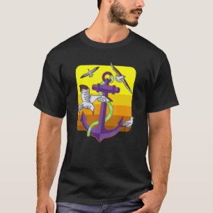 Beautiful anchor with dows and seagulls coastal an T-Shirt