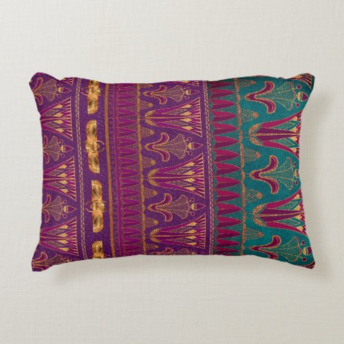 Beautiful ancient Egyptian pattern purple and teal Accent Pillow