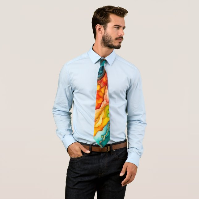 Beautiful and Abstract Pastel Art Neck Tie (In Situ)