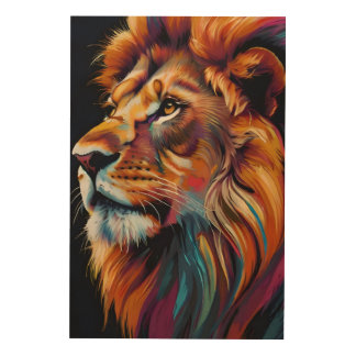 Beautiful and amazing colorful lion  wood wall art
