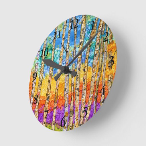 Beautiful and Colorful Aspen Tree Clock | Zazzle