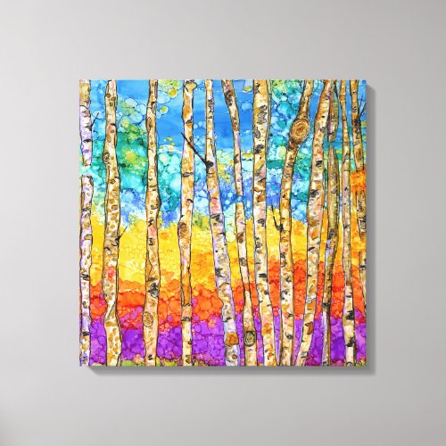 Beautiful and Colorful Aspen Trees Canvas 20x20
