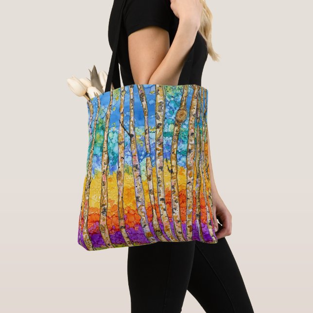 Beautiful and Colorful Aspen Trees Tote Bag (Close Up)