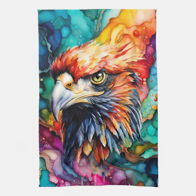 Beautiful and Colorful Bald Eagle Kitchen Towel (Vertical)