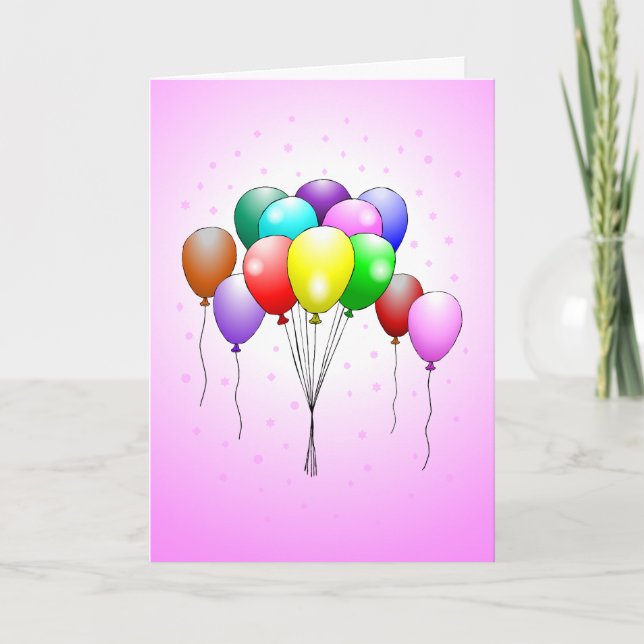 Beautiful and colorful birthday balloons Card  (Front)