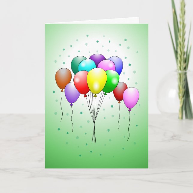 Beautiful and colorful birthday balloons Card  (Front)