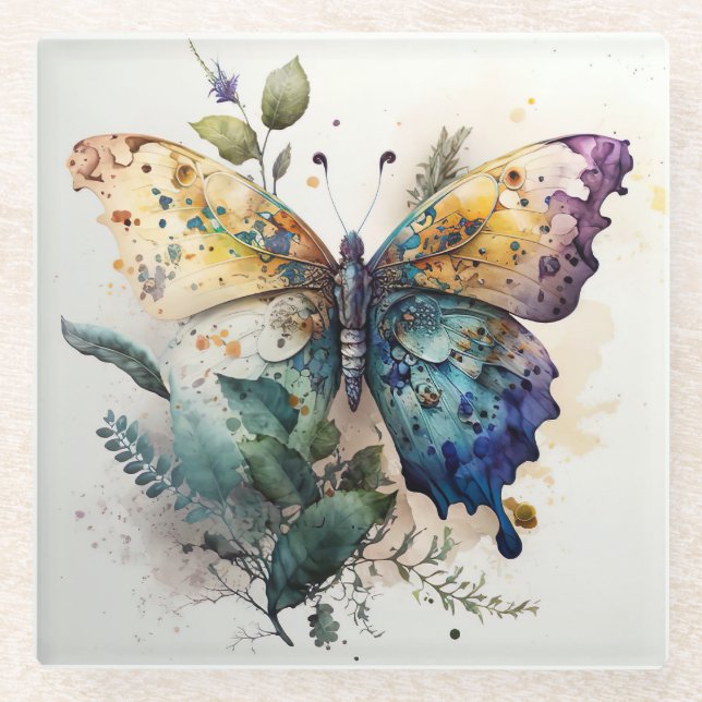Beautiful and Colorful Butterfly Coaster (Front)