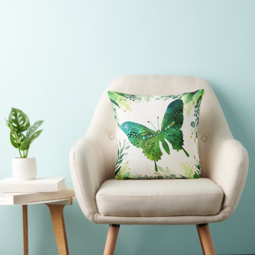 Beautiful and Colorful Butterfly Throw Pillow