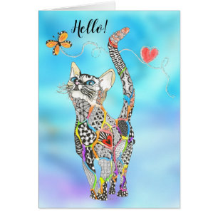 Beautiful and Colorful Cat Greeting Card