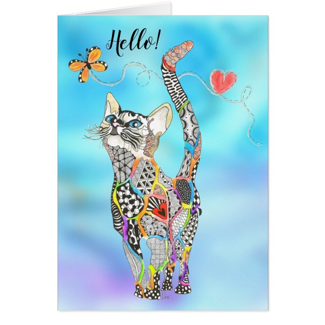 Beautiful and Colorful Cat Greeting Card (Front)