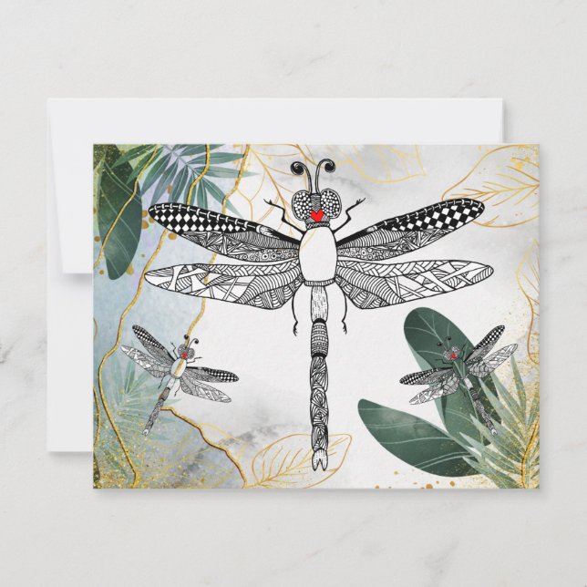 Beautiful and Colorful Dragonfly Greeting Card (Front)