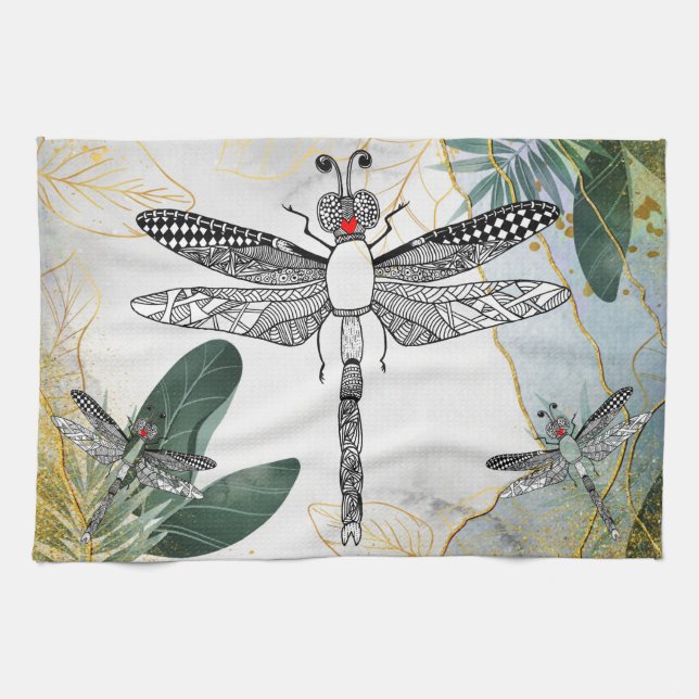 Beautiful and Colorful Dragonfly Kitchen Towel (Horizontal)