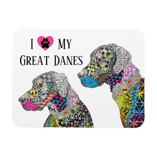 Beautiful and Colorful Great Danes  Magnet 3x4