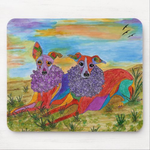 Beautiful and Colorful Greyhound Whippet Mouse Pad