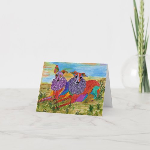 Beautiful and Colorful Greyhounds Greeting Card