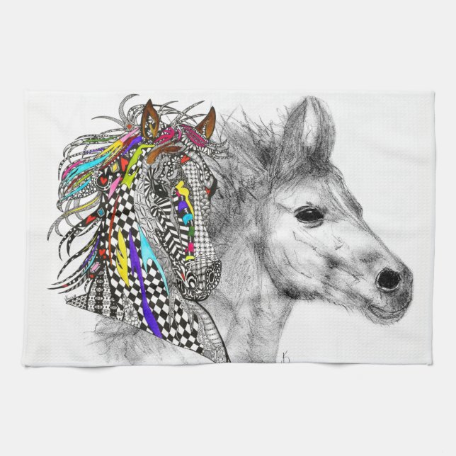 Beautiful and Colorful Horse Kitchen Towel (Horizontal)