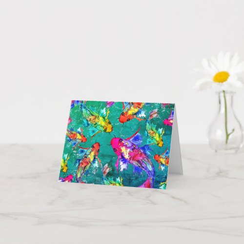 Beautiful and Colorful Koi Pond Greeting Card
