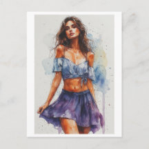 Beautiful and Colorful Lady on Skirt on a