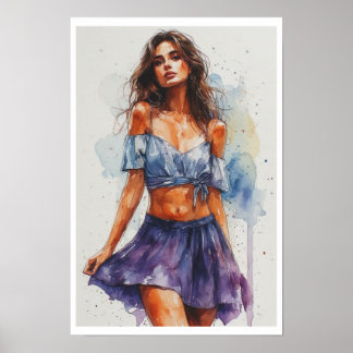 Beautiful and Colorful Lady on Skirt on a Poster