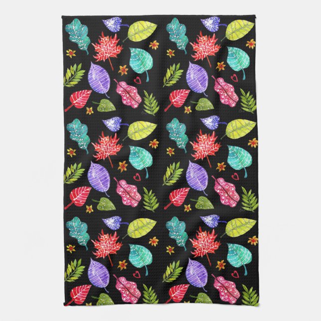 Beautiful and Colorful Leaves Kitchen Towel (Vertical)