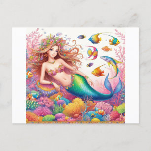 Beautiful and Colorful Mermaid Postcard