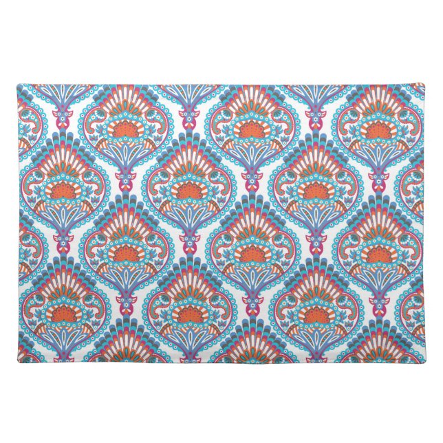 Beautiful and Colorful Ornate Paisley Pattern Cloth Placemat (Front)