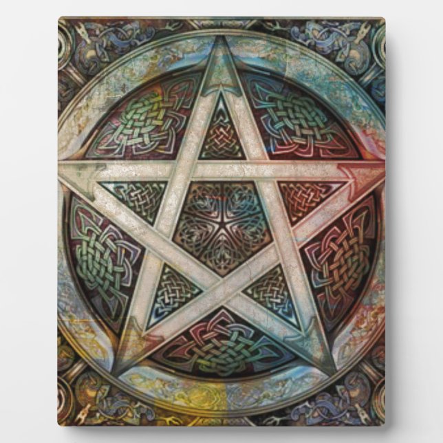 Beautiful And Colorful Pagan Pentacle Plaque (Front)