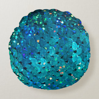 Beautiful and colorful sequins sparkling under the round pillow