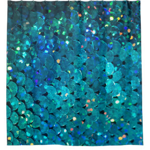 Beautiful and colorful sequins sparkling under the shower curtain