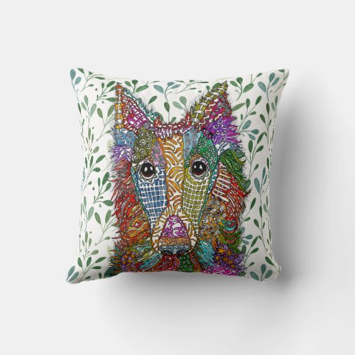 Beautiful and Colorful Silken Windhound  Throw Pillow