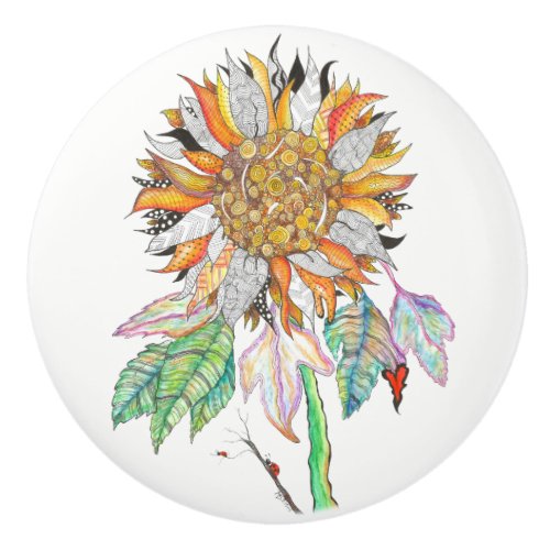 Beautiful and Colorful Sunflower Door Knob