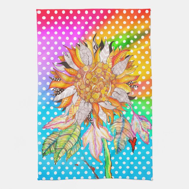 Beautiful and Colorful Sunflower Kitchen Towel (Vertical)