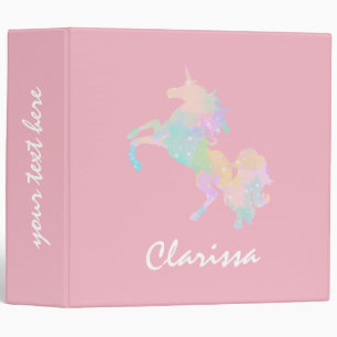 Beautiful and colorful unicorn 3 ring binder