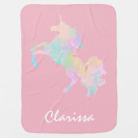 Beautiful and colorful unicorn baby blanket