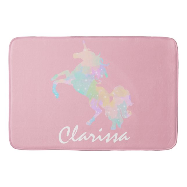 Beautiful and colorful unicorn bath mat (Front)