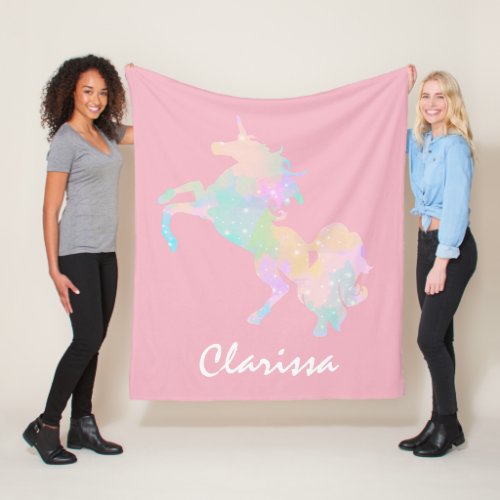 Beautiful and colorful unicorn fleece blanket