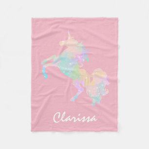 Beautiful and colorful unicorn fleece blanket