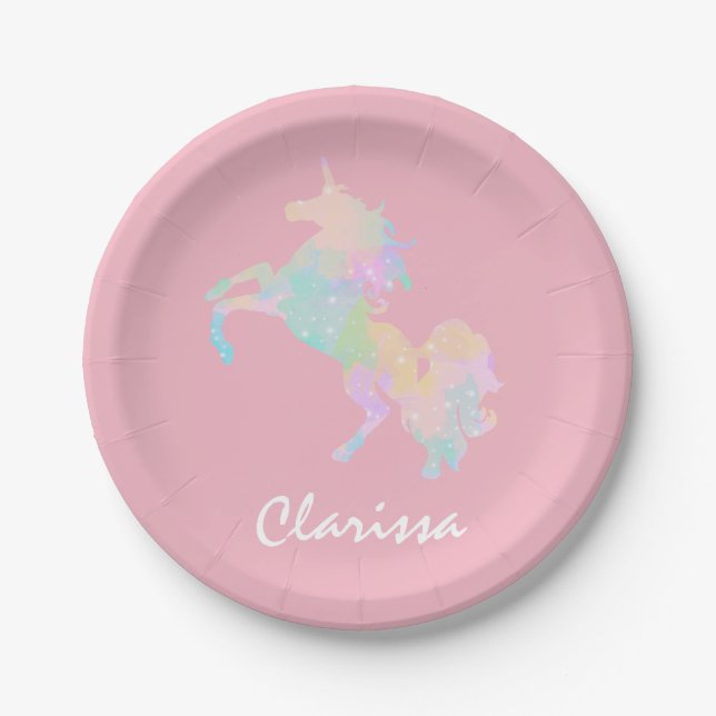 Beautiful and colorful unicorn paper plates (Front)