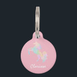 Beautiful and colorful unicorn pet ID tag<br><div class="desc">Chick design featuring colorful unicorn on a pastel pink background.</div>