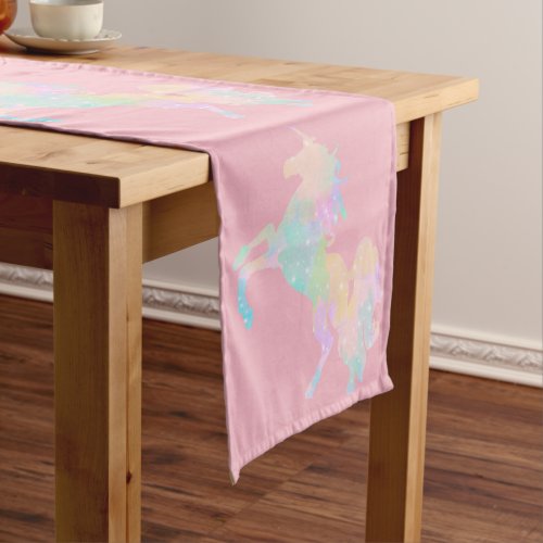 Beautiful and colorful unicorn short table runner