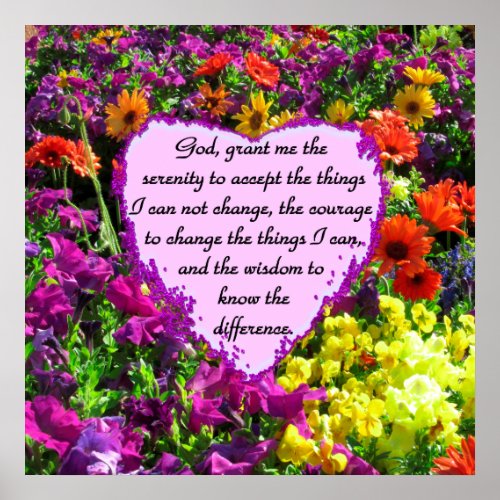 BEAUTIFUL AND COLORFUL WILDFLOWER SERENITY PRAYER POSTER