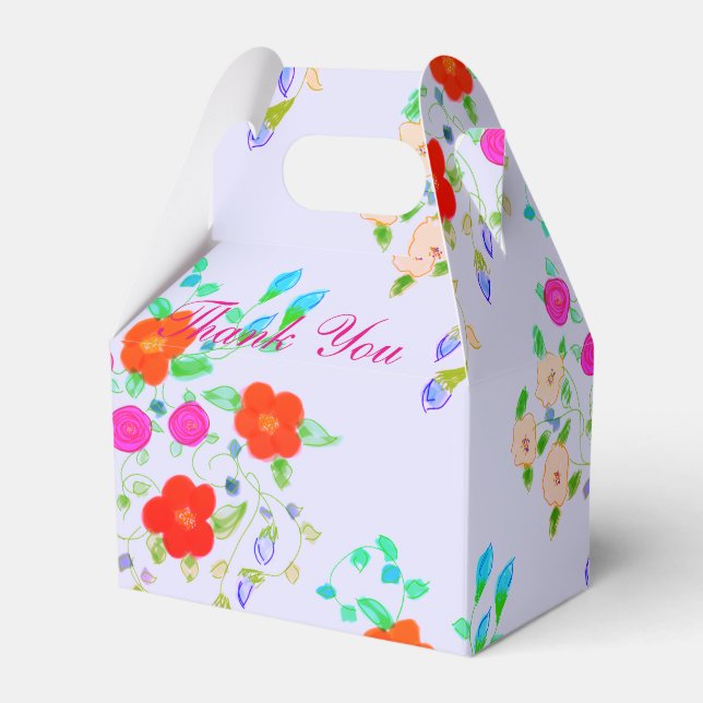 Beautiful And Colourful Flowered Favor Boxes (Front Side)