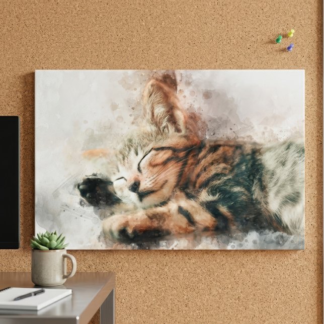 Beautiful and cute kitten sleeping watercolor poster (Beautiful and cute kitten sleeping watercolor. poster)
