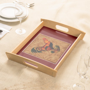 Beautiful and Elegant Country Rooster Serving Tray