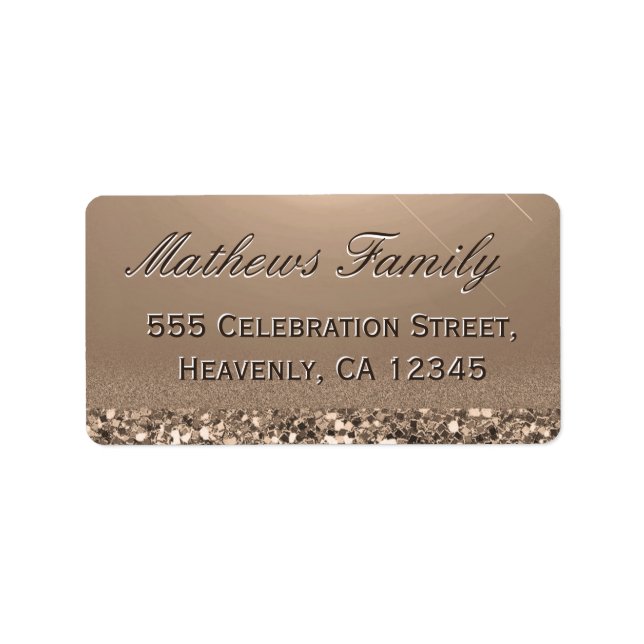 Beautiful and Elegant Gold Glitter Label (Front)