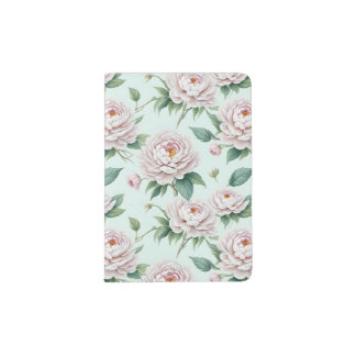 Beautiful and Elegant Peony Pattern Passport Holder